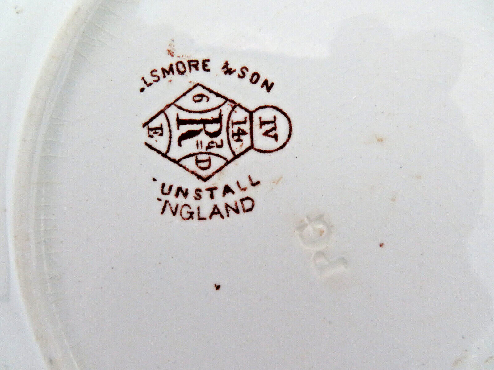 Antique Elsmore Staffordshire England Aesthetic Brown Transfer Ware Salad Plate