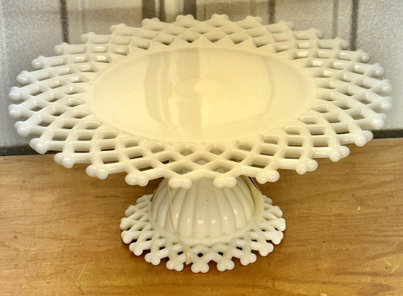Westmoreland Milk Glass Round Lattice Cake Stand 1890 11 FTD Cake Salver NOS MIB