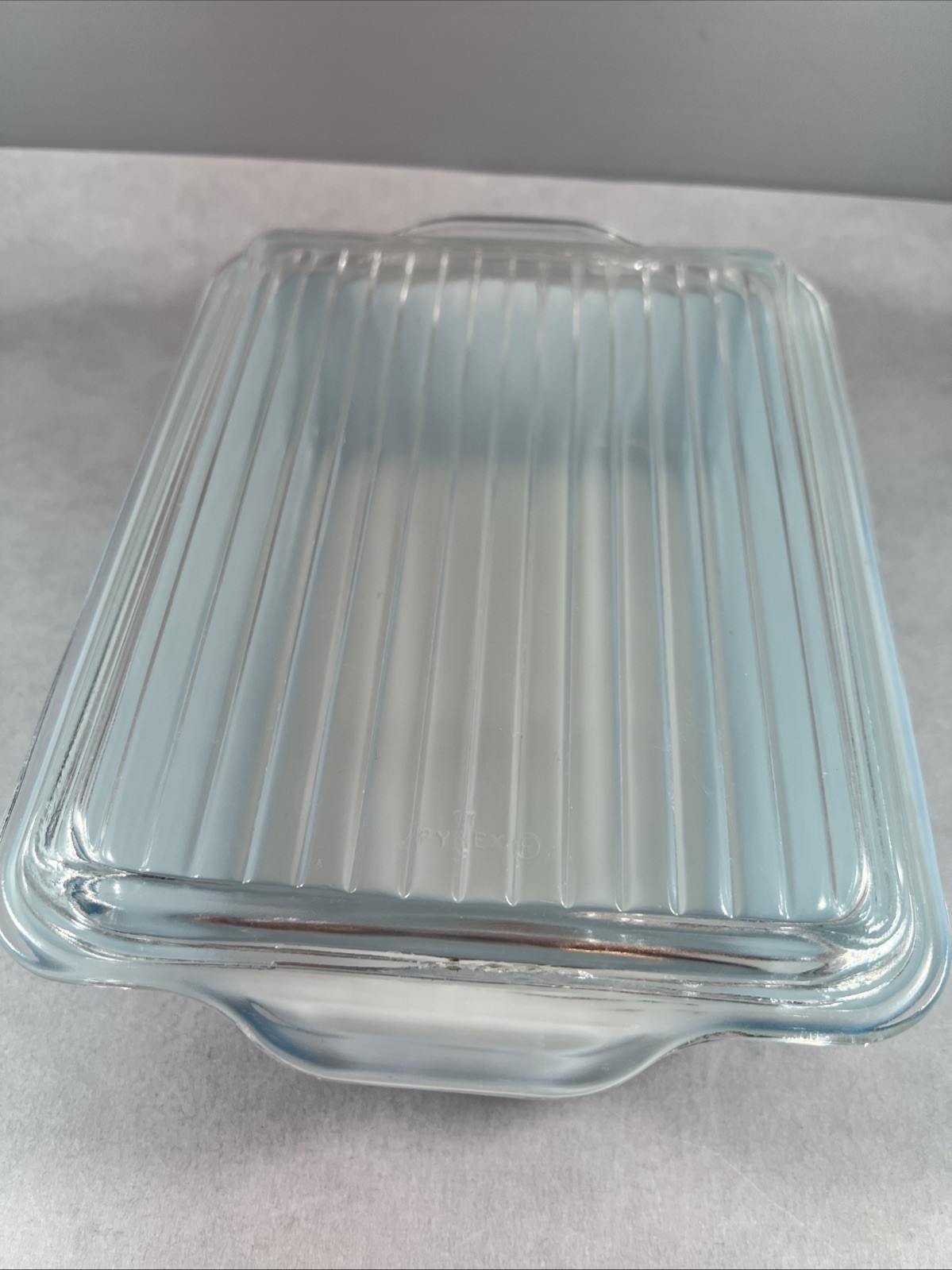 PYREX Snowflake Blue Garland 503 Dish 1 1/2 Qt Ribbed Glass Lid + 1 1/2 pt dish