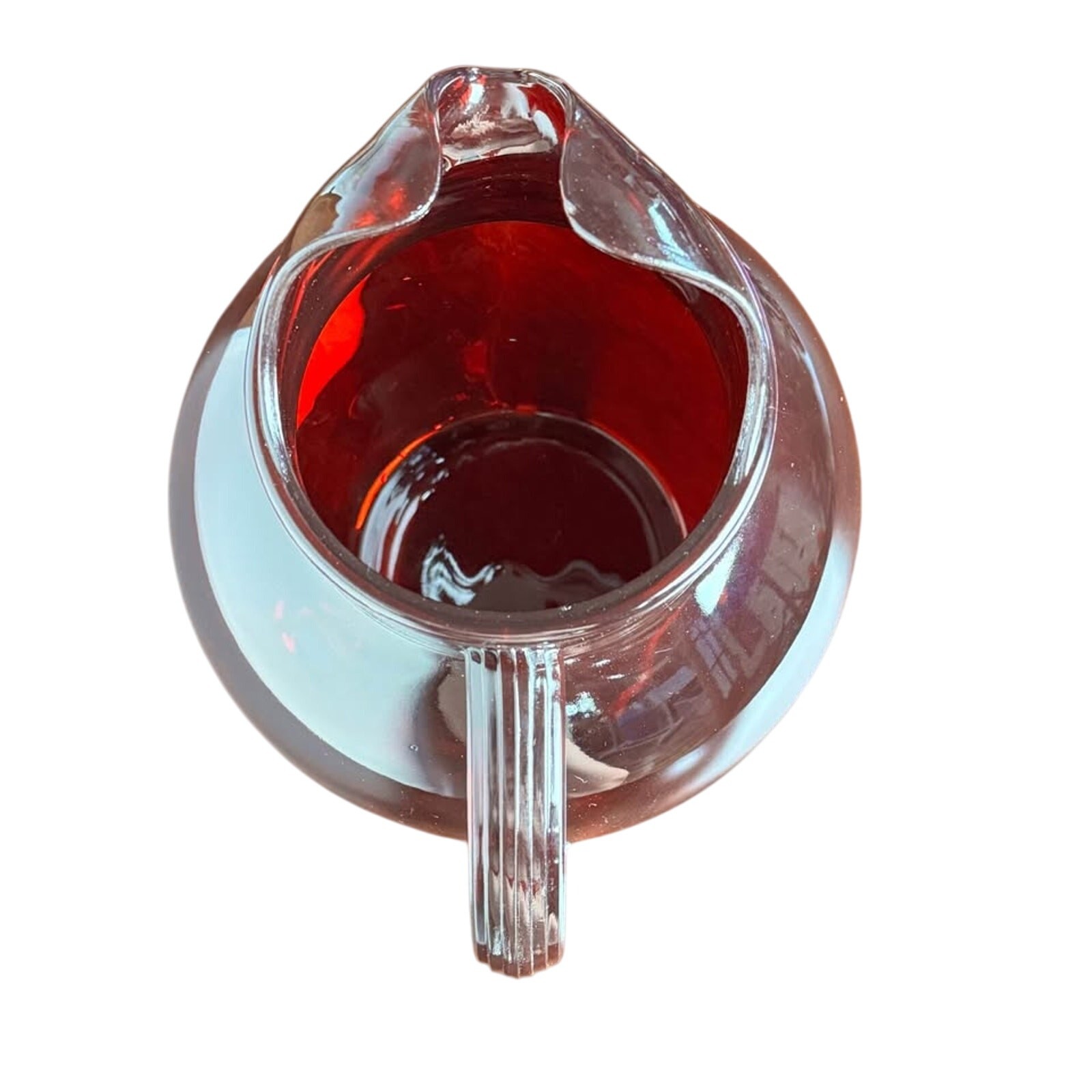 Vintage MCM Retro Anchor Hocking Ruby Red Water Pitcher – Size: Holds 3 Quarts