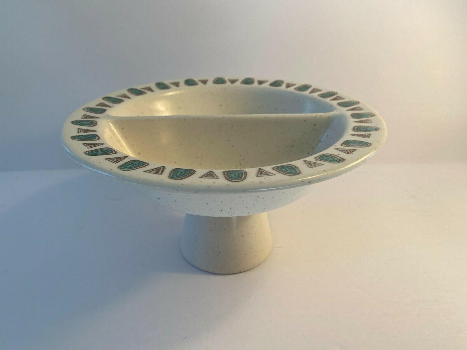 Vintage Mid-Century METLOX Poppytrail Navajo Divided Pedestal Compote Dish *USA
