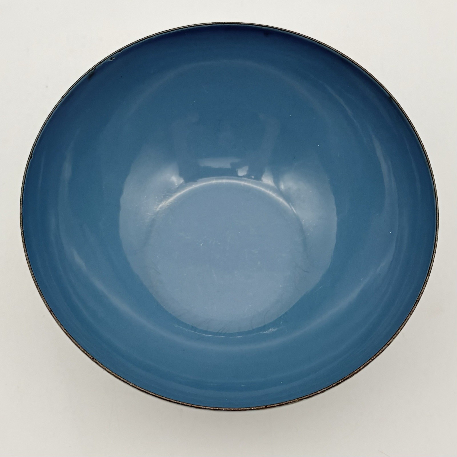 3 Vintage Cathrineholm Teal Blue Lotus Bowls From Norway 5.5 Inches Wide