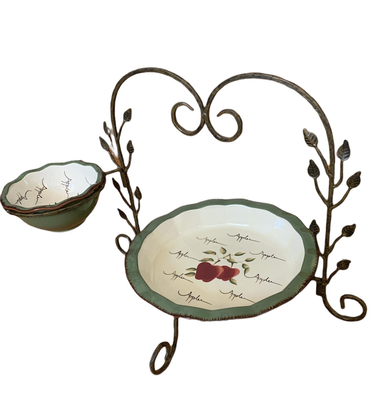 Home Interiors Apple Orchard Collection Dip And Chips Iron Tier Display Stand