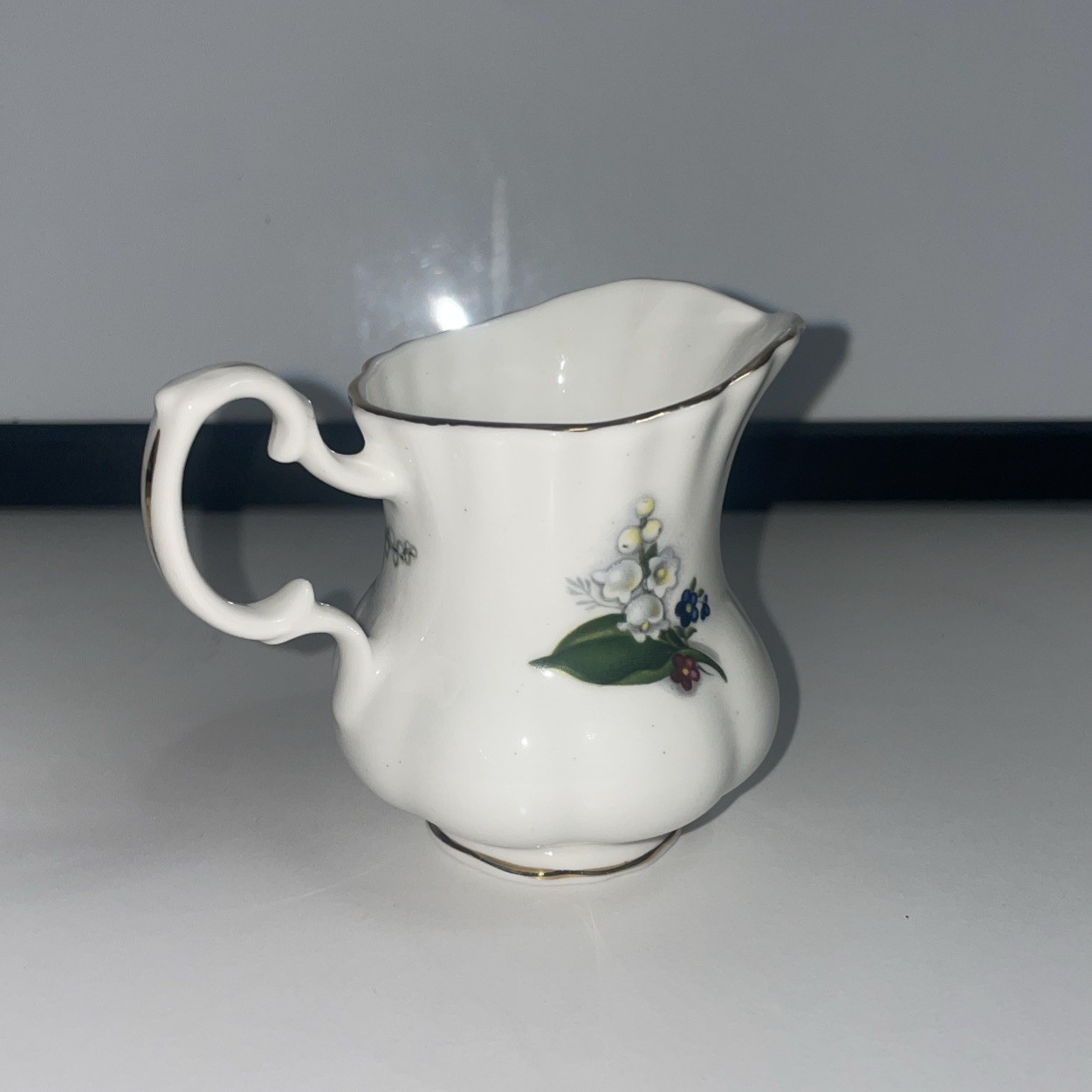 Royal Dover Creamer Bone China Lilly Of The Valley Milk Pitcher And Saucer