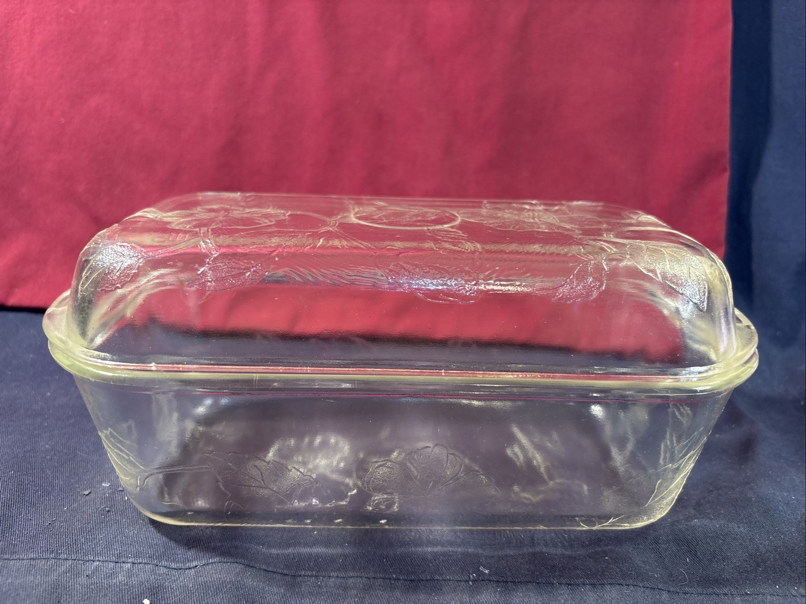 McKee Glass Refrigerator/Casserole Dish Hibiscus Pattern 9 1/2in.x5in.