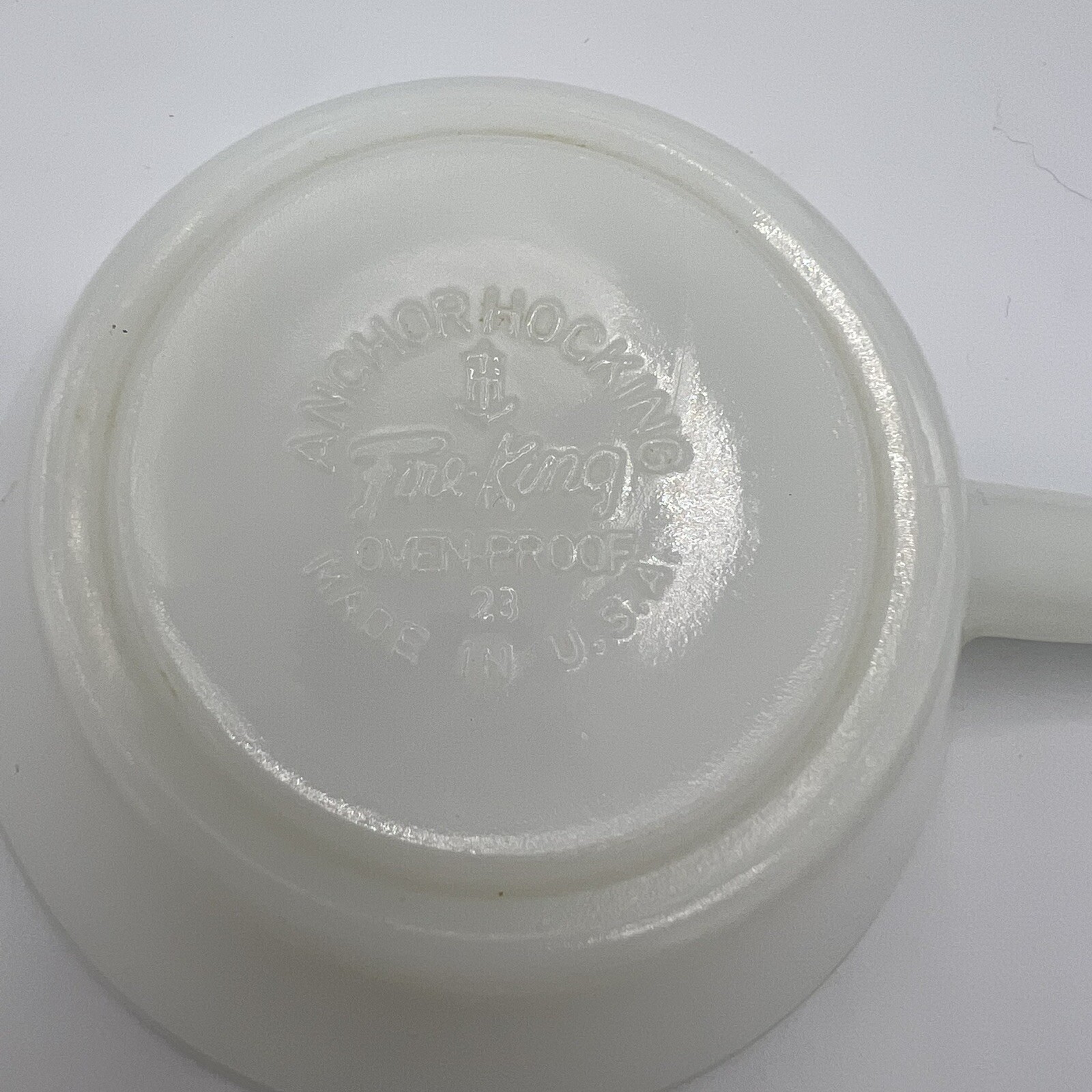 Lot Of 2 Vtg MCM Anchor Hocking Fire King Milk Glass Soup Chili Bowls Handles