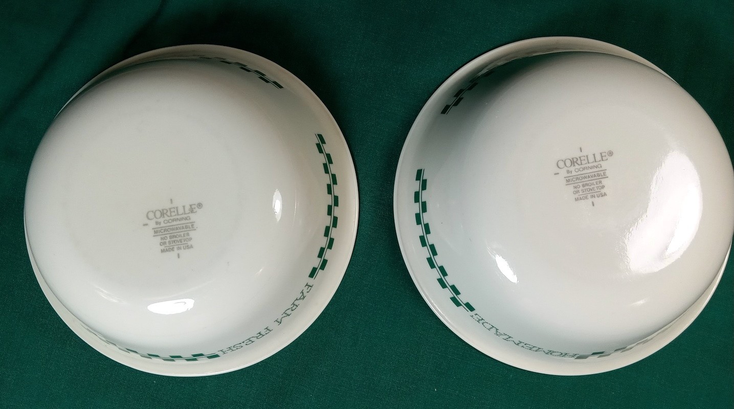 2 Corelle FARM FRESH 6 -1/4” Soup Cereal Bowls Sandstone Green Corning