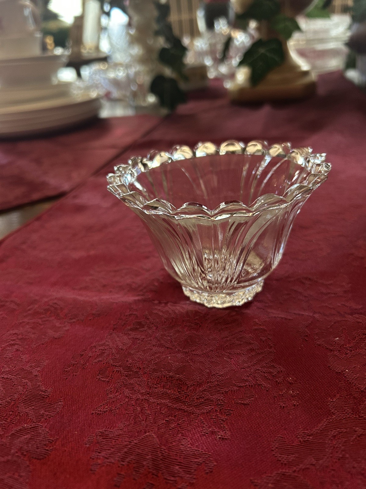 Vtg KIG Indonesia Desert Bowl / Dish Clear Scalloped Edge Nice!