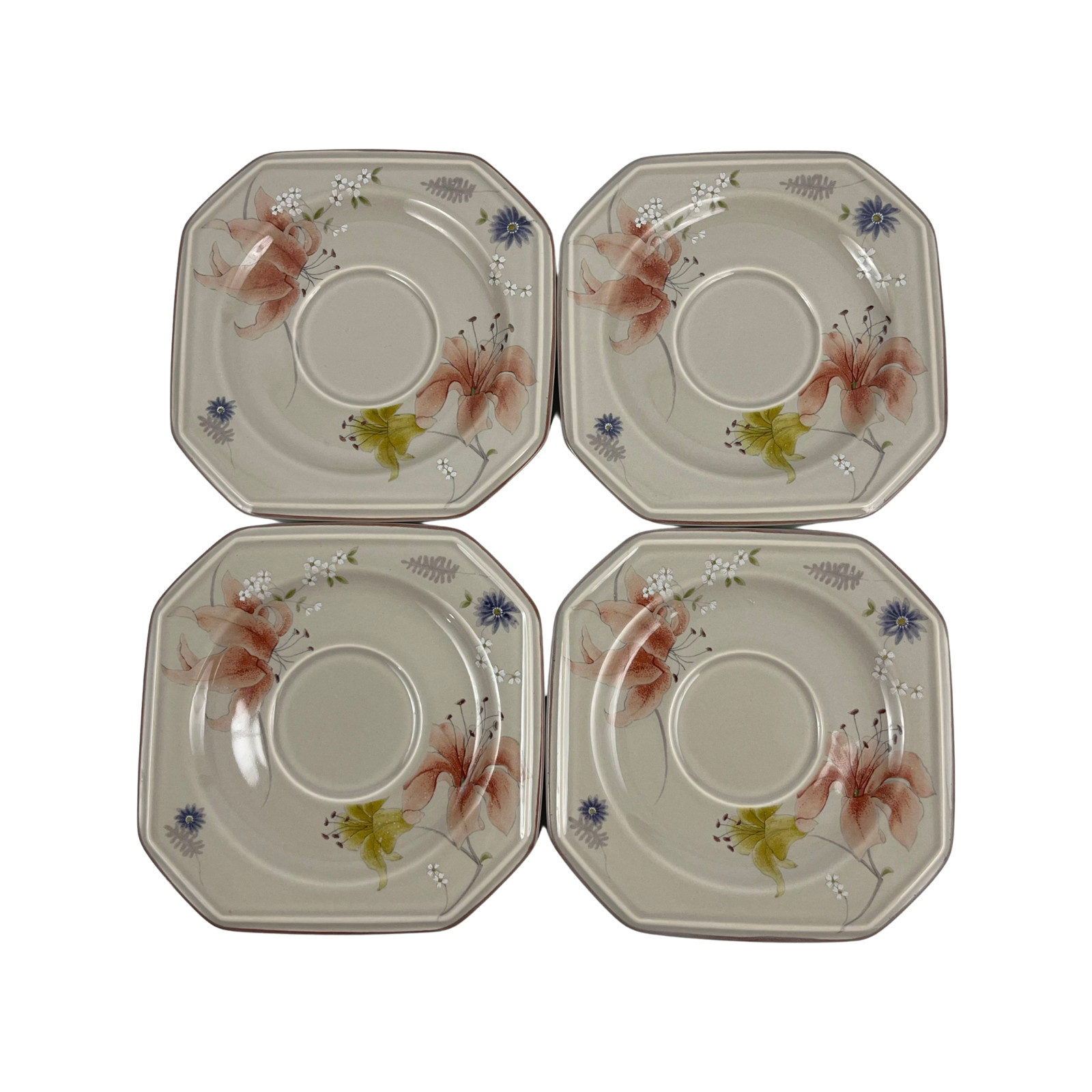 Mikasa Continental Janette Cups and Saucers Lot of 4 VTG Multi-Floral Japan
