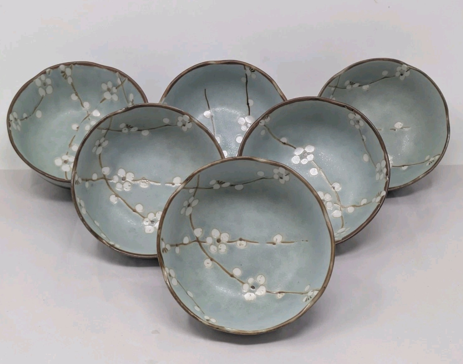 Set 12 Kafuh Blue Cherry Blossom Bowls Japan Sakura Soup Rice Dinner 4.5″ 5″ 9″