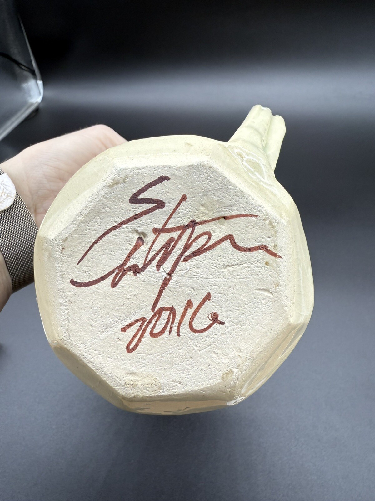 Signed Handmade Stoneware Art Pottery 3D Dog Mug