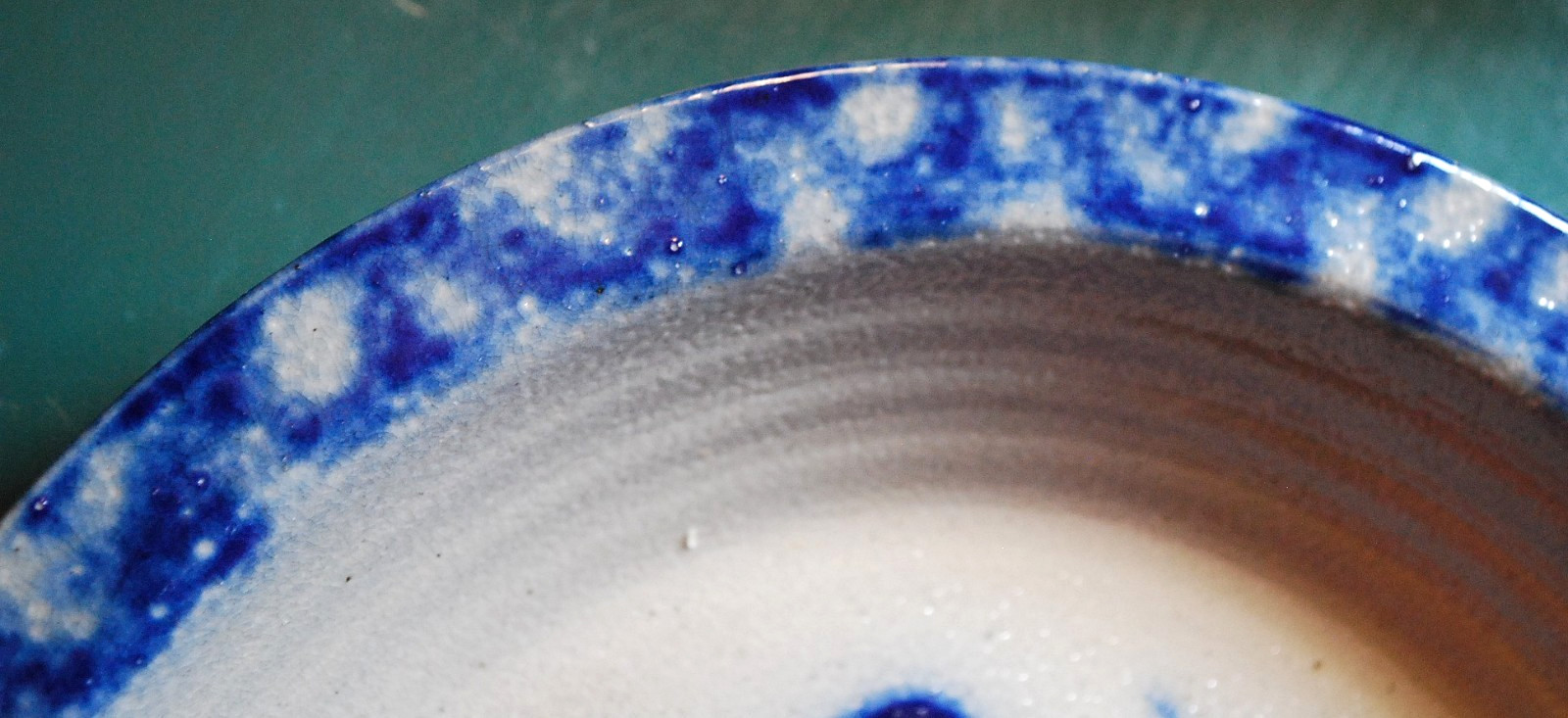 Vtg Studio Handcrafted FOLK ART Pottery Dish/Plate BLUE SALT GLAZE Signed Dated