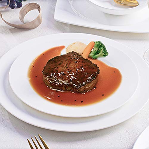 12-Piece 8″ Round Porcelain Salad & Dessert Plates Set – White Dinnerware Dish
