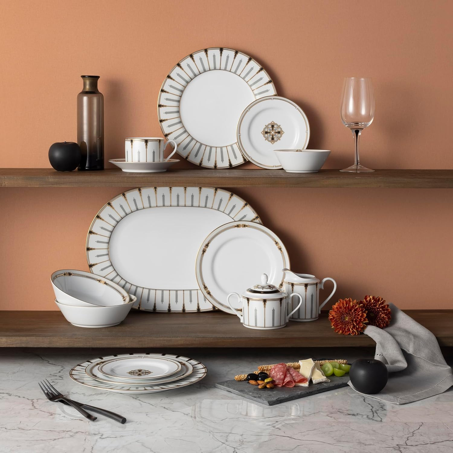Empire Gold 12-Piece Dinnerware Set for Elegant Dining, Service for 4