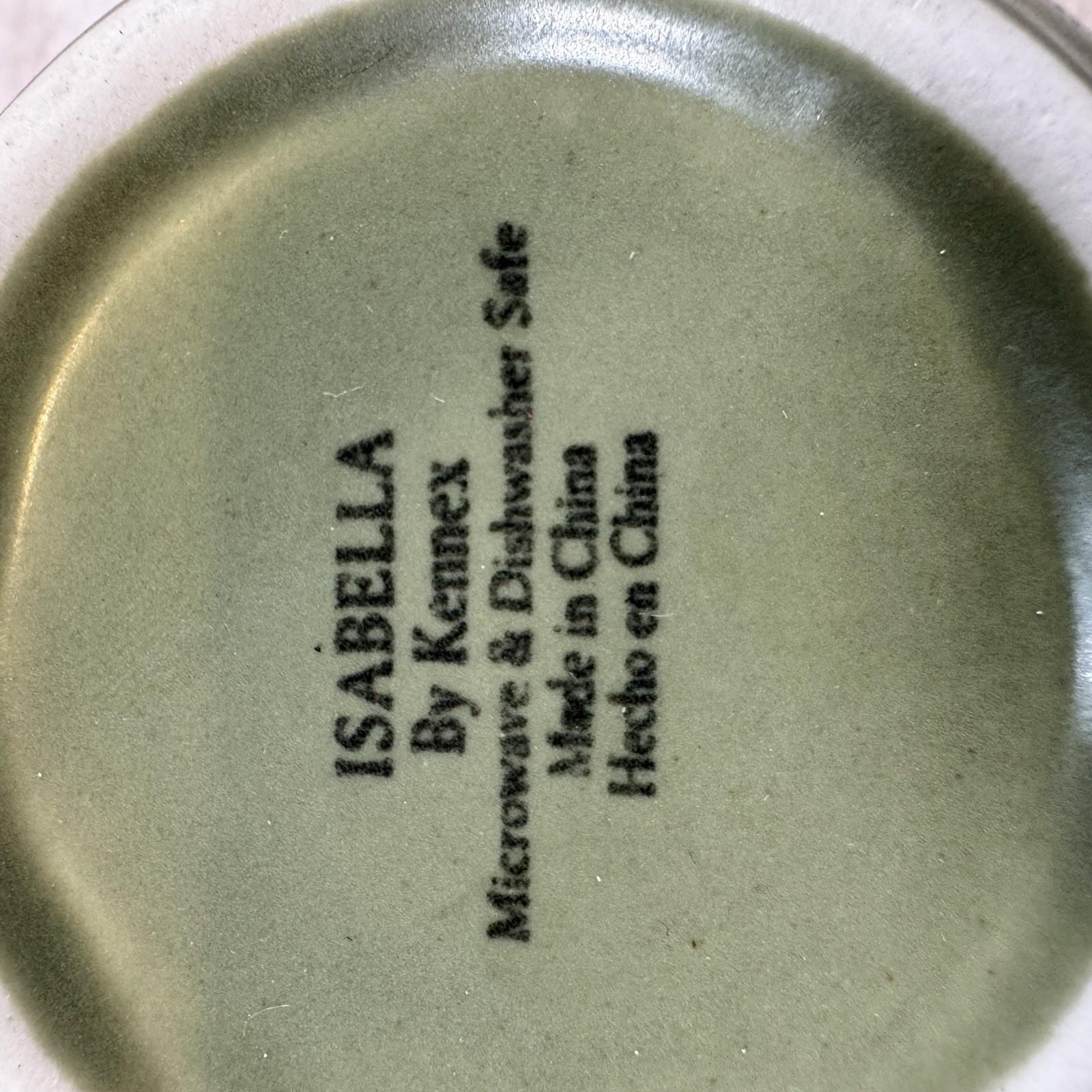 Isabella By Kennex Sage Green Stoneware Coffee Mugs Set of 6 Embossed Retired