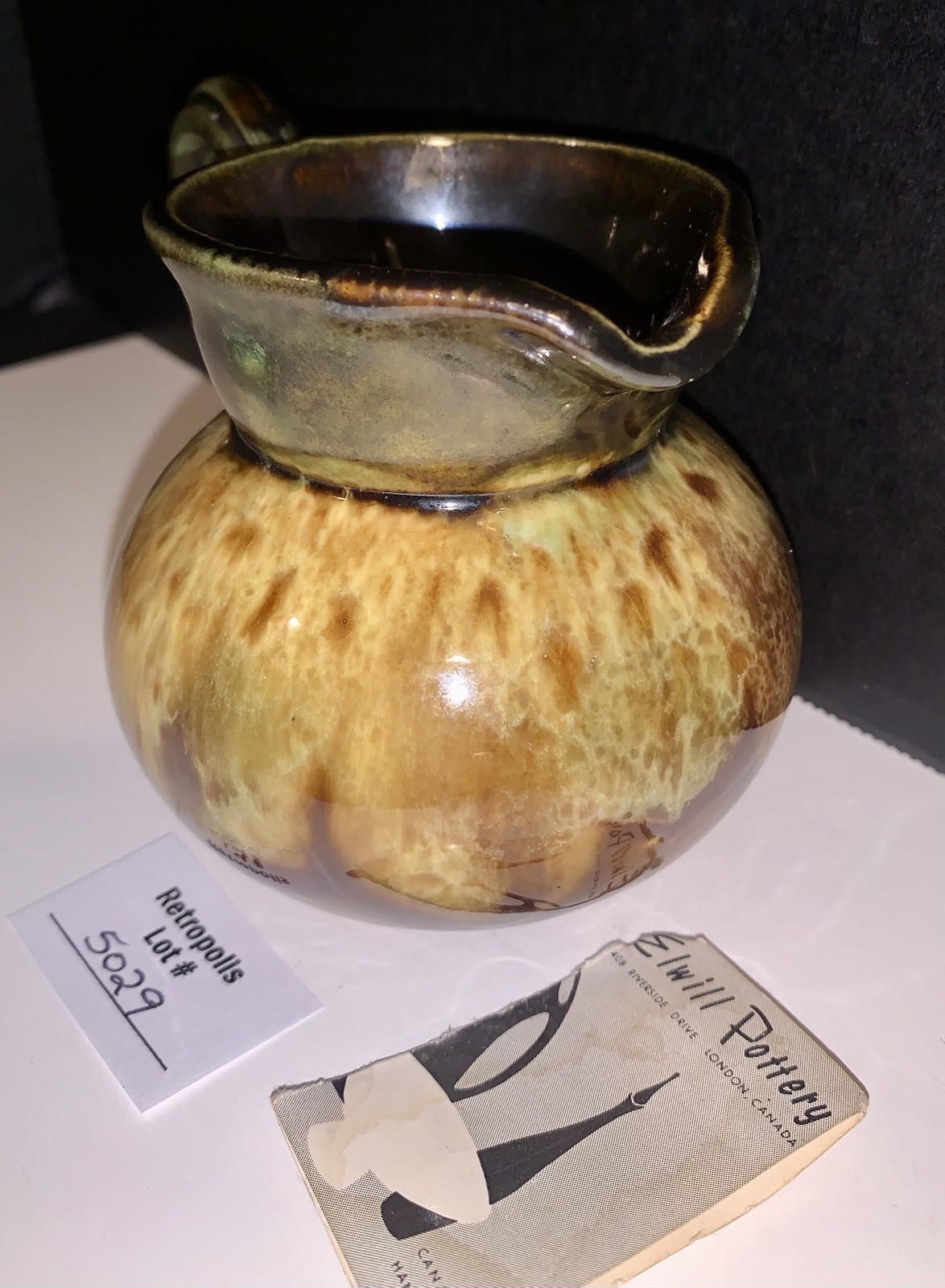 Drip Glaze Pottery CREAMER Pitcher Vintage Elwill