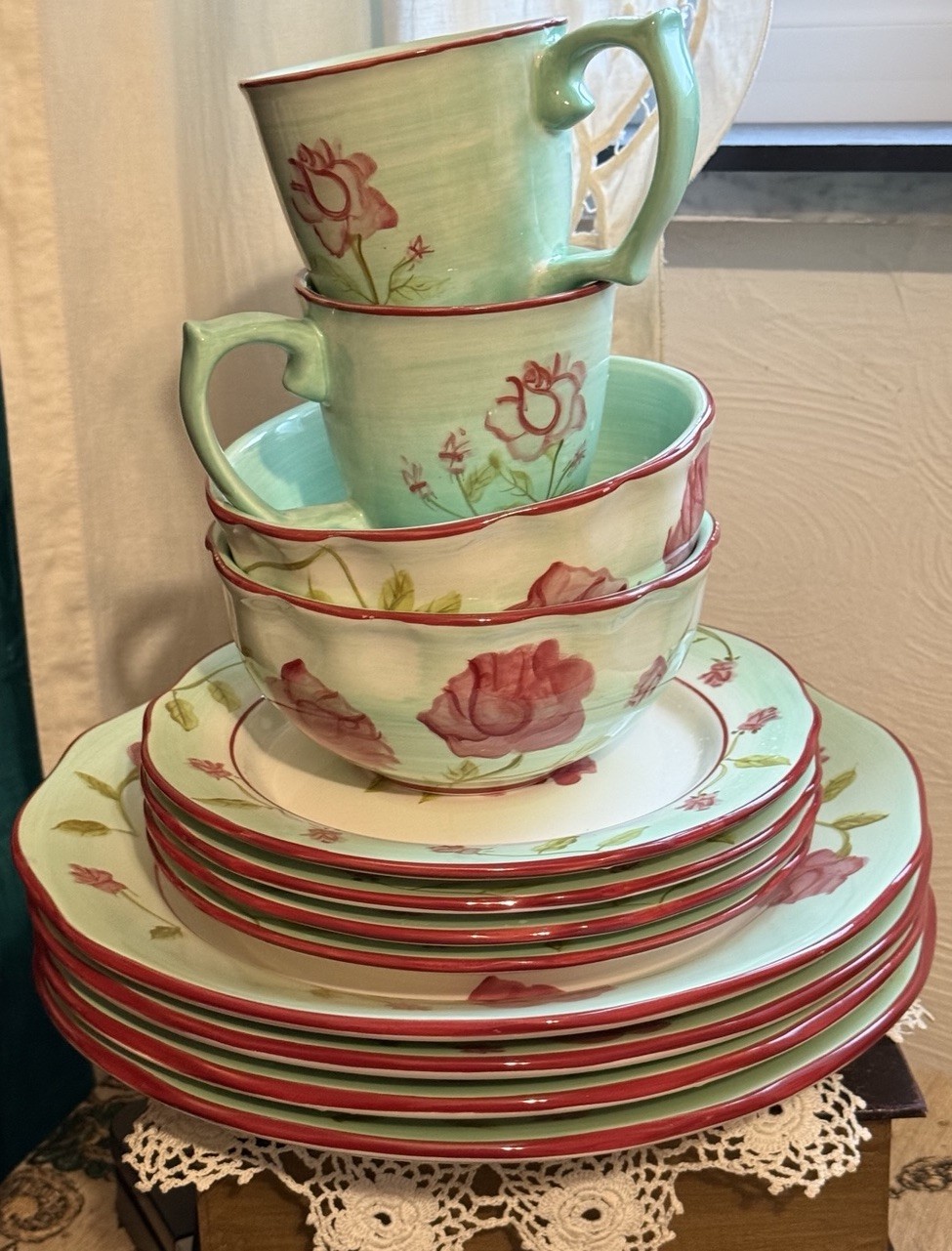 12pc Rose Garden by Canterbury Potteries Toby Pieri design 2 Place Settings Plus