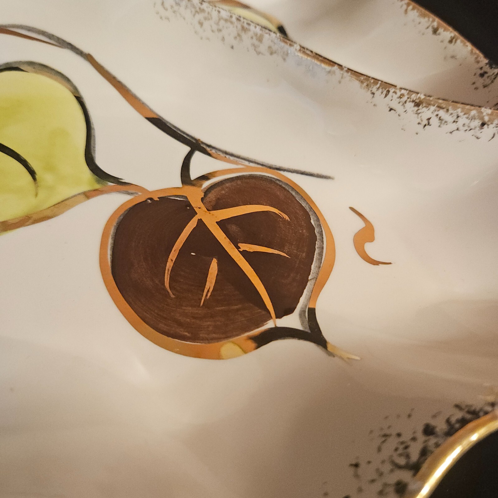 MCM California Pottery Divided Chip Covered Dip Serving Dish WD1570 16″
