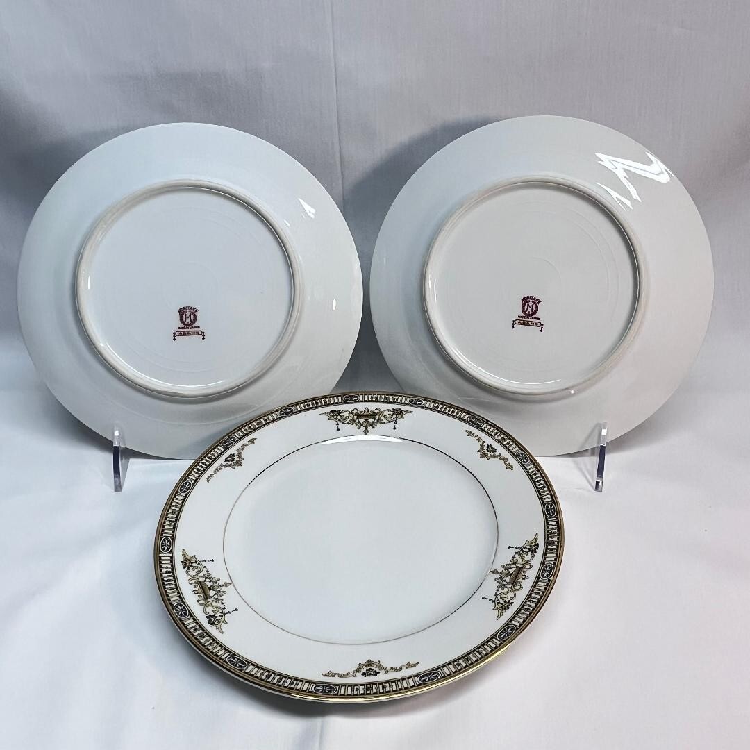 VTG (3) Dessert-Salad Plates Noritake Adams Floral Gold Trim Japan 7.5″Diax.5″H