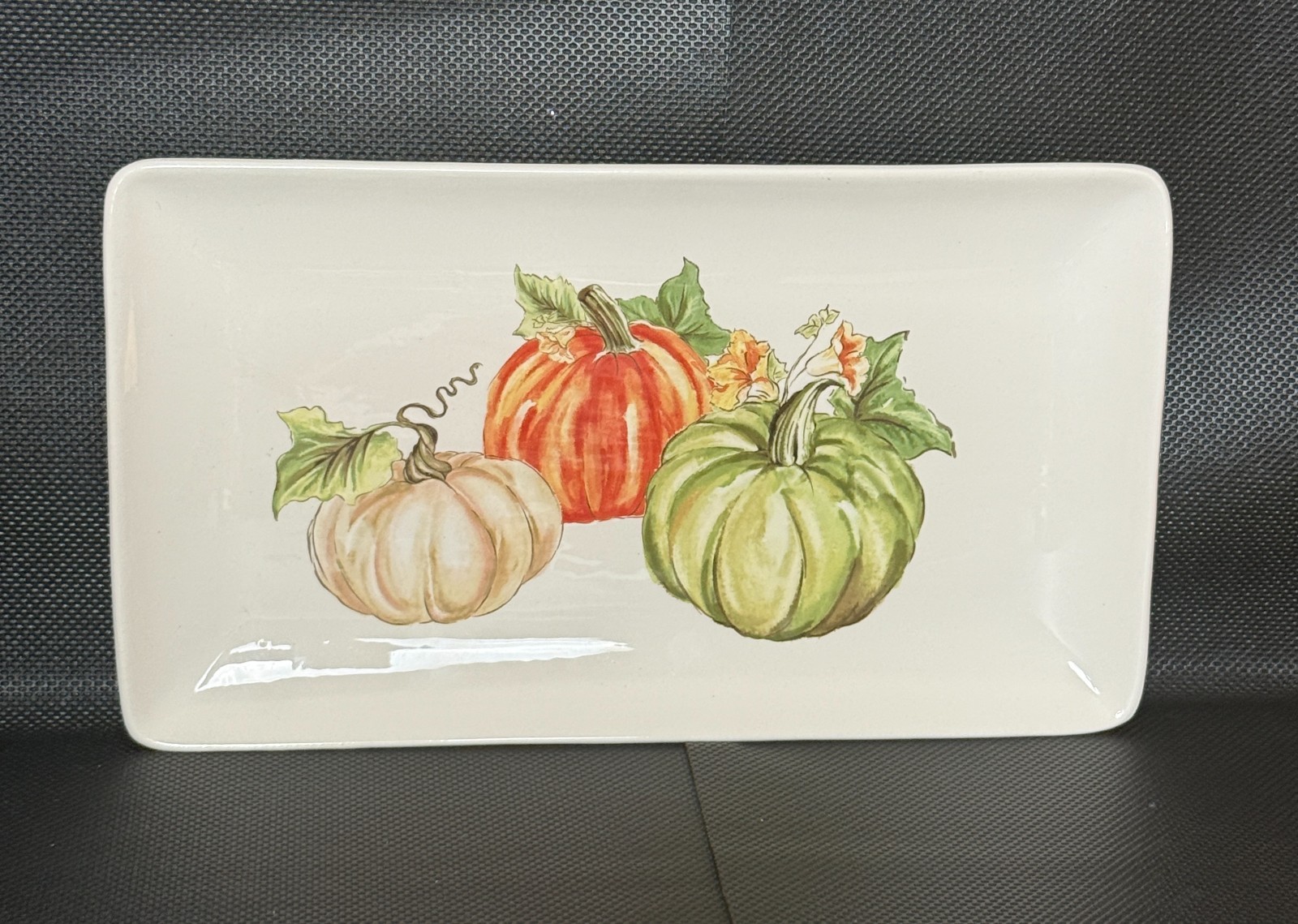 Sur La Table Pumpkin Fall Harvest Rectangular Serving Platter 14″X8″ Earthenware