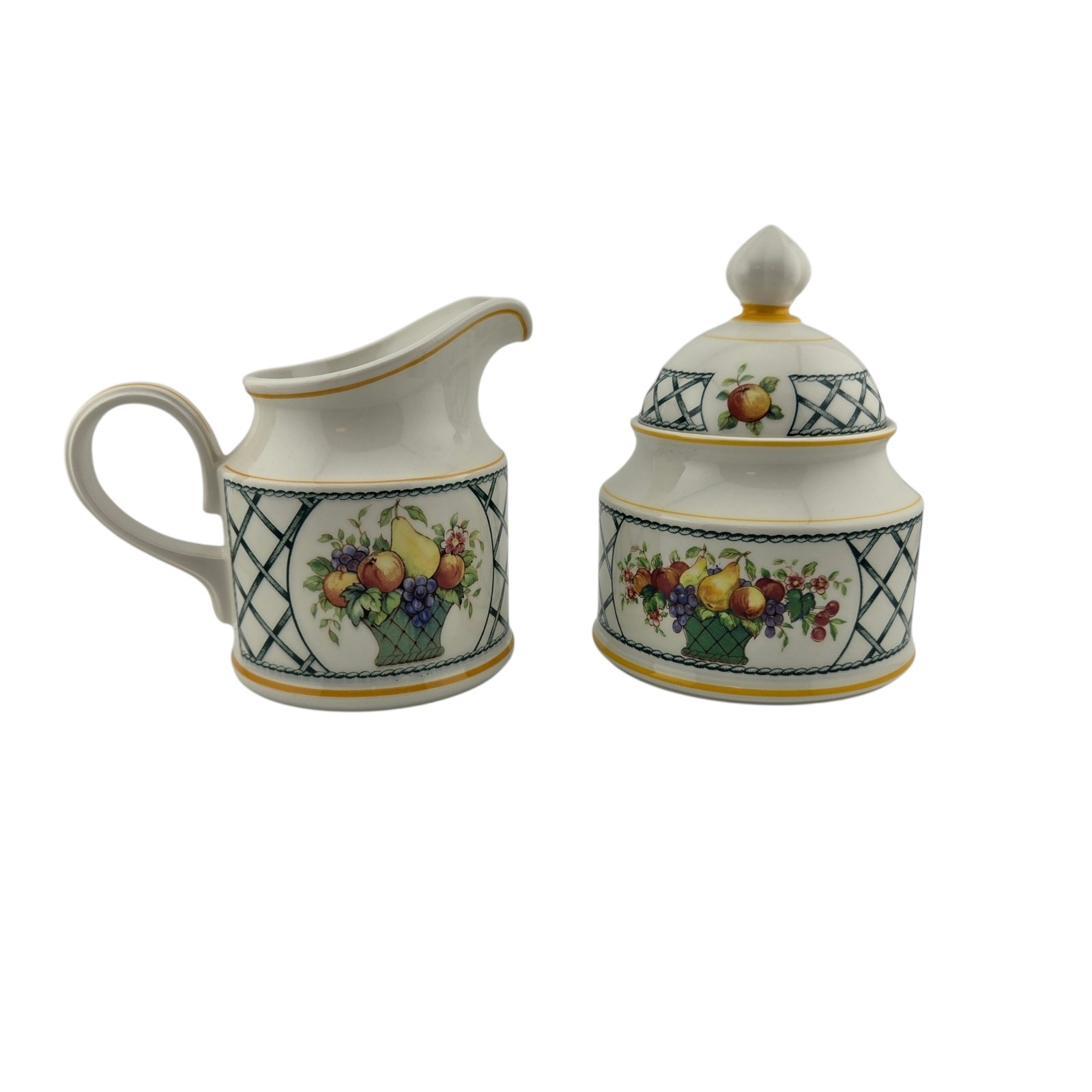 Villeroy & Boch Basket Creamer & Sugar Bowl w/ Lid Set Made in West Germany