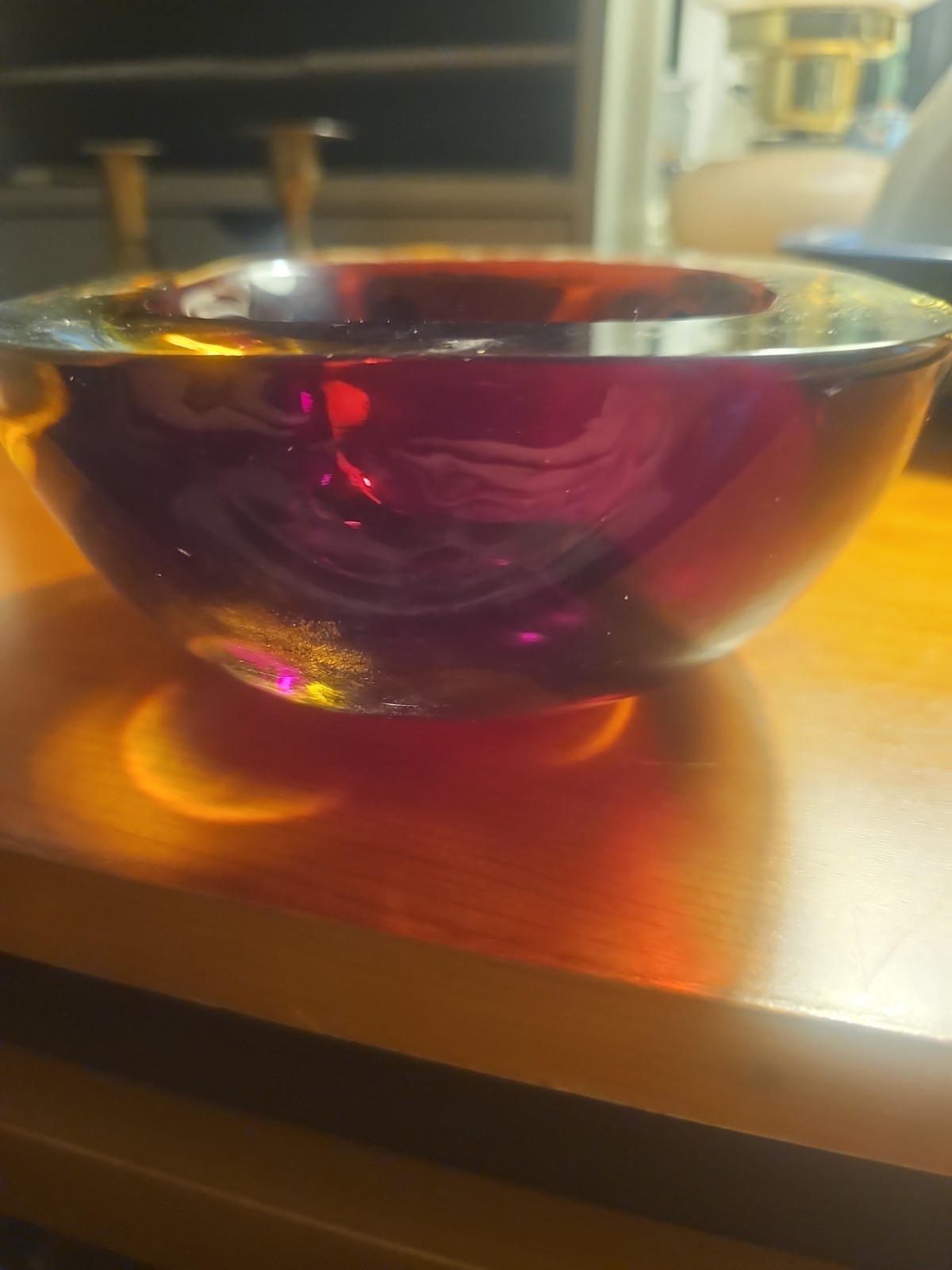 Sommerso Murano Art Glass Geode Bowl 5.75” X 5.75” X 2.5”