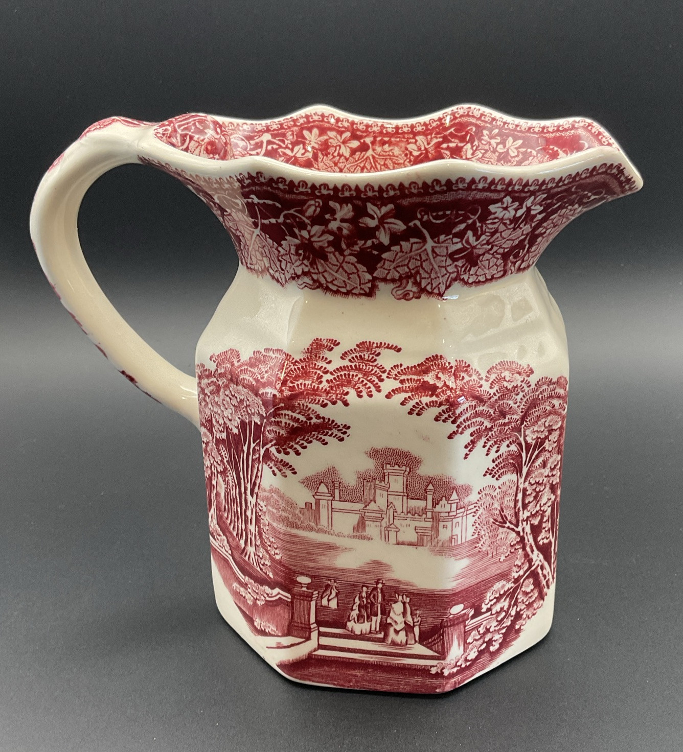VTG Mason’s Ironstone Vista England Jug Pitcher Pink Red 5 1/2 Inches