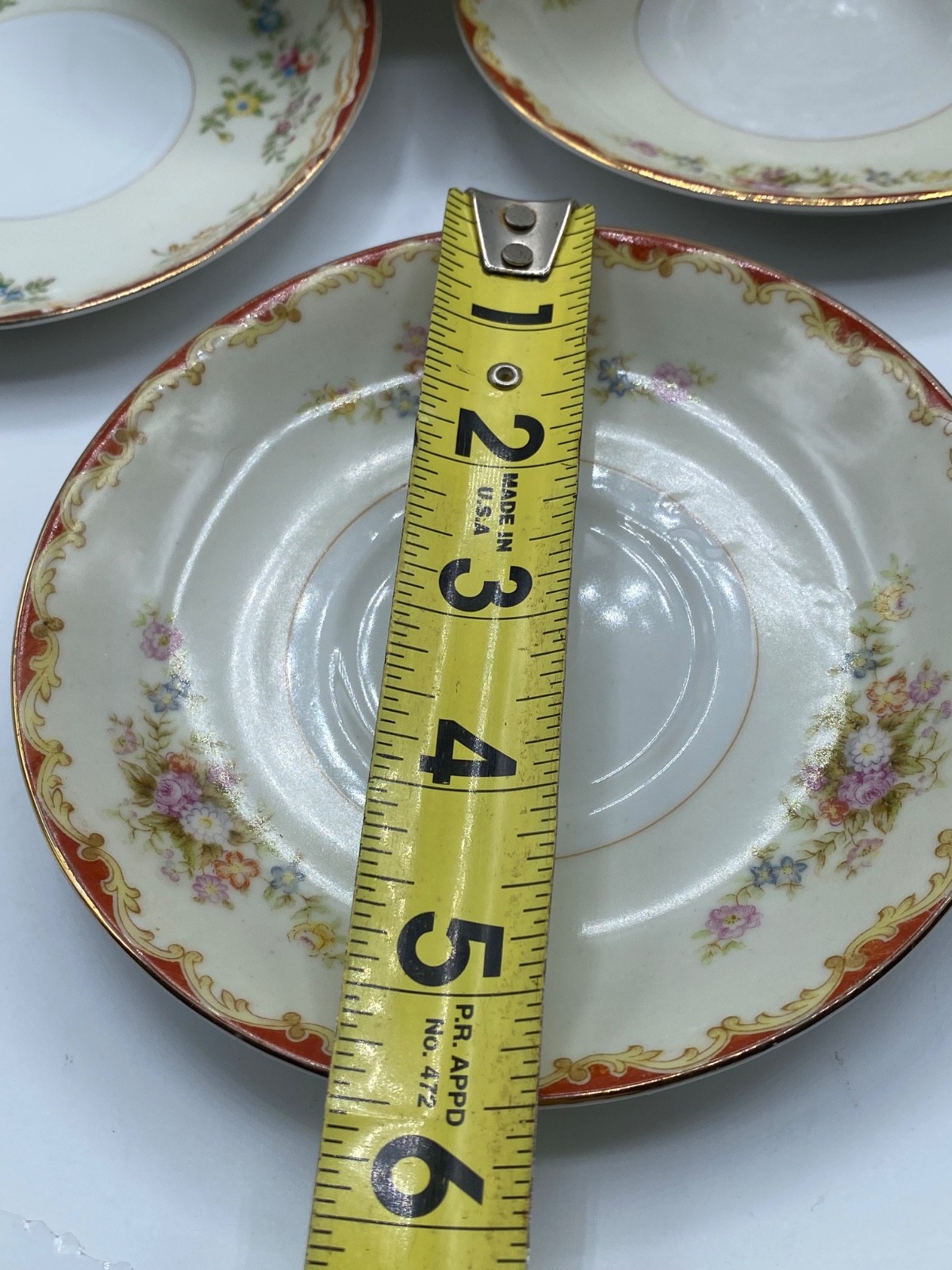 1940’s Set of 10 Saucers Red Traditional Jyoto China made in Occupied Japan 5.5″