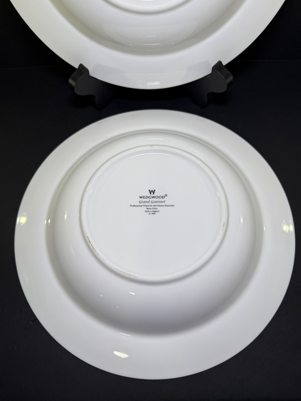 Set of 3 White SOUP PASTA BOWLS Wedgwood Bone China GRAND GOURMET 11″ READ 🦋
