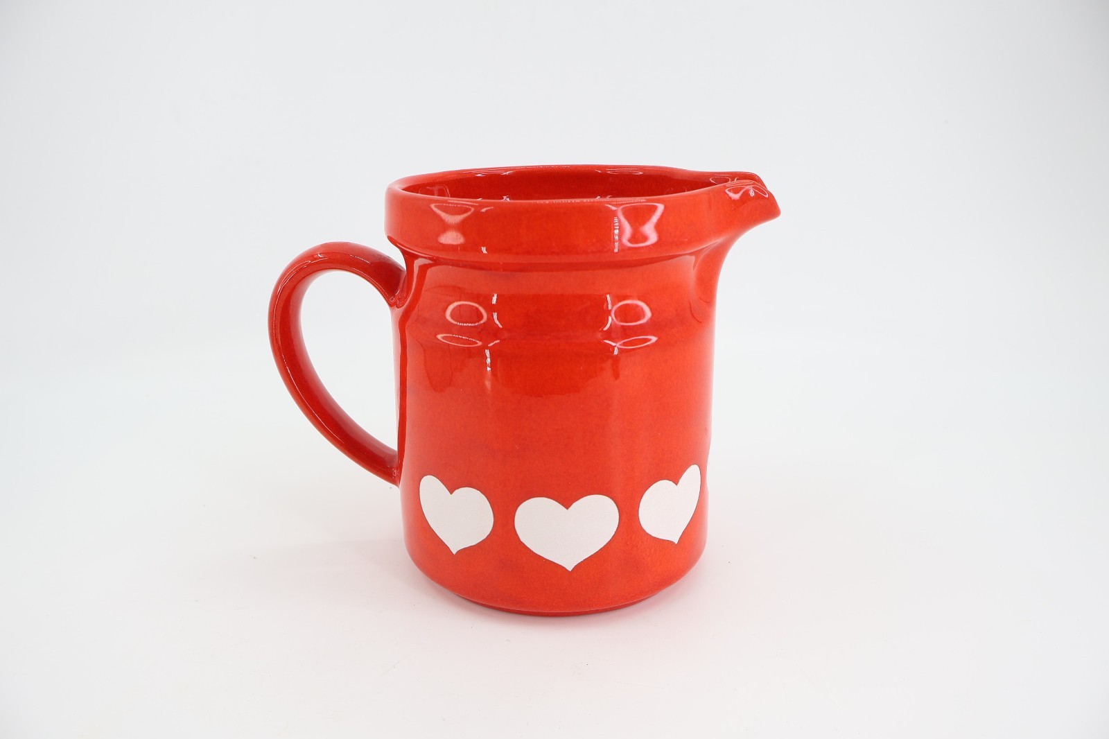 Waechtersbach Red White Hearts Creamer Pitcher Germany Earthenware 5.5″