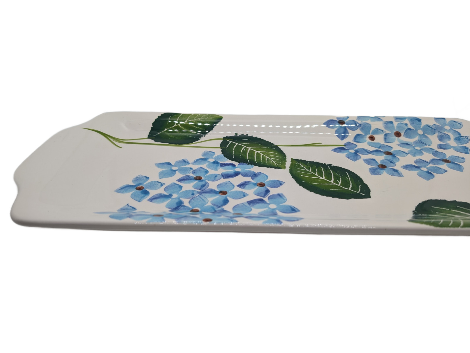 Hydrangea Mist Hand Painted Tray Portugal 16” Floral Serving Platter
