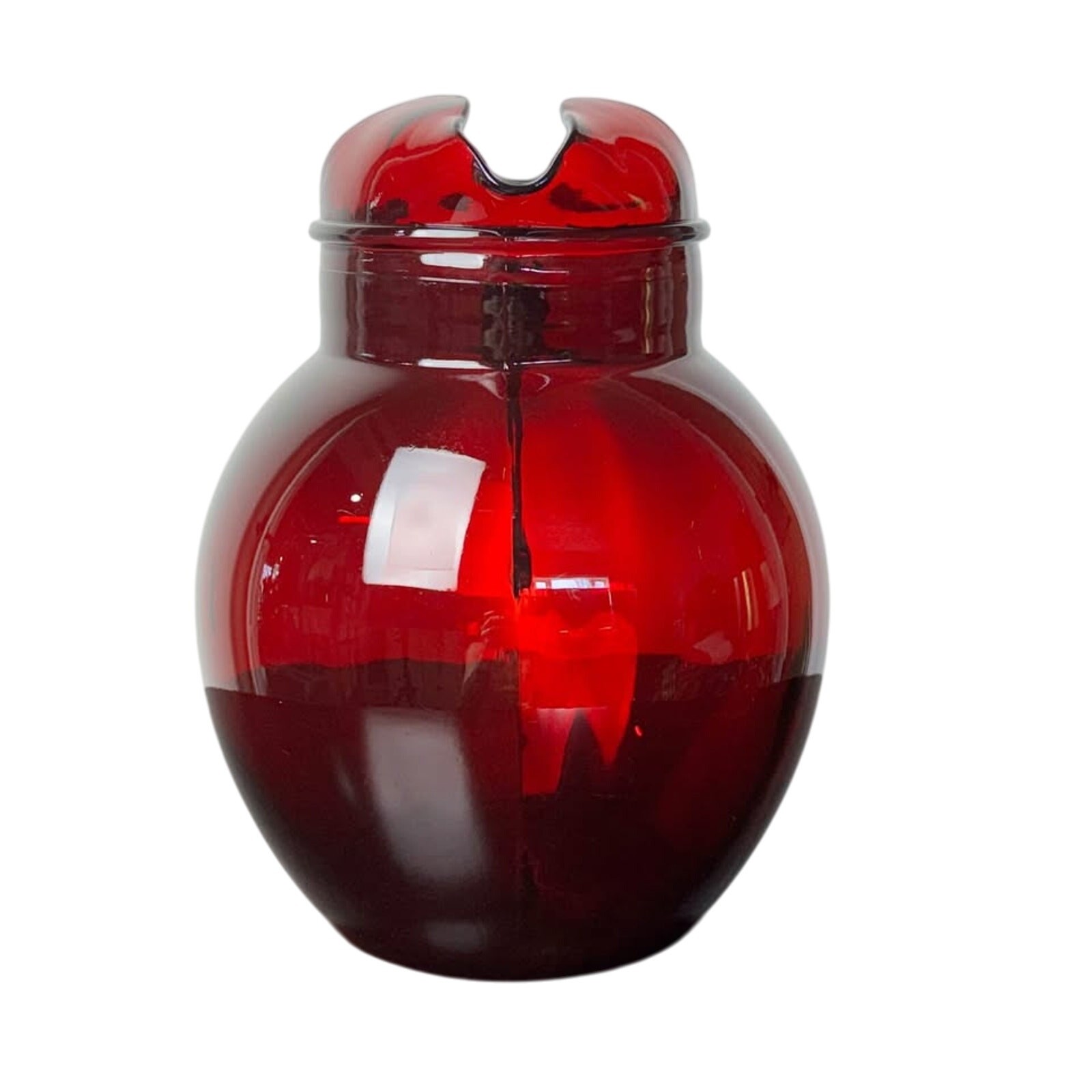 Vintage MCM Retro Anchor Hocking Ruby Red Water Pitcher – Size: Holds 3 Quarts
