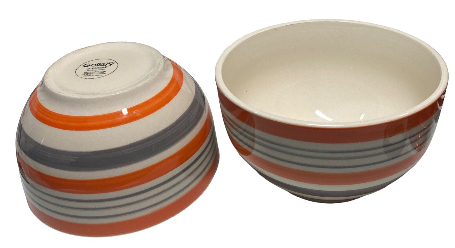 Set Of 2 Tabletops Gallery “GRAYSON” Hand Painted Orange 5 5/8″ Soup Cereal Bowl