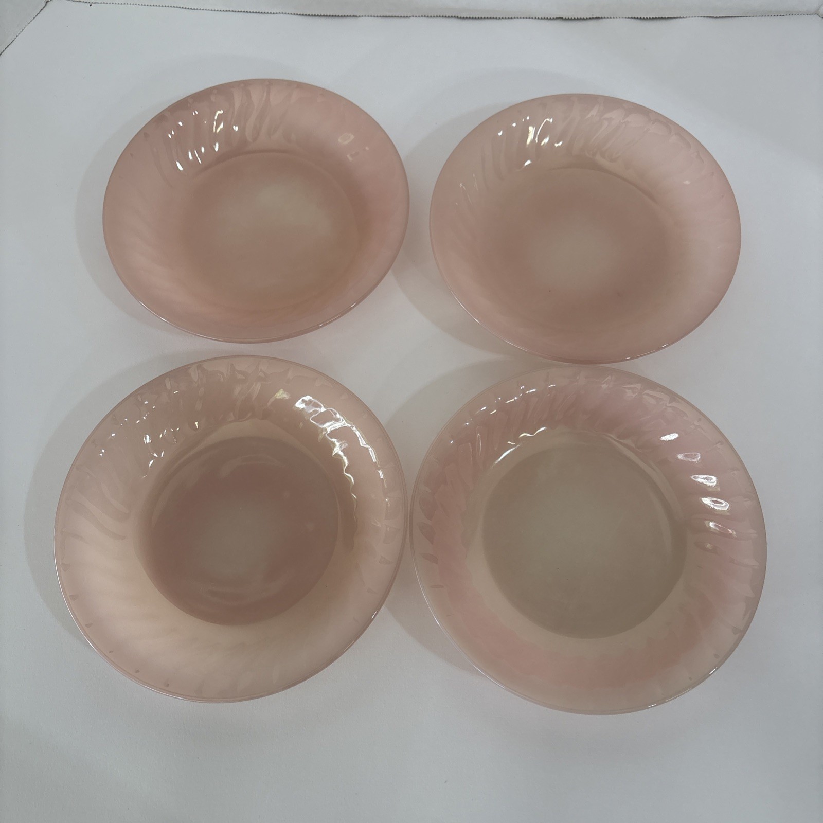 Vintage Fire King Pink Swirl Round Bowl 7 1/2” inch Set Of 4 Color Varies