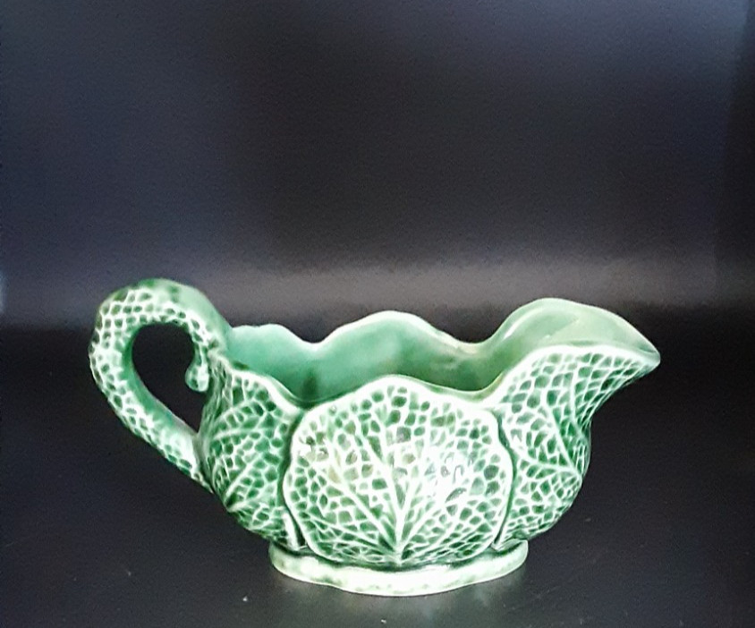 Vintage Shorter & Son Majolica Cabbage Leaf Sauce Boat England