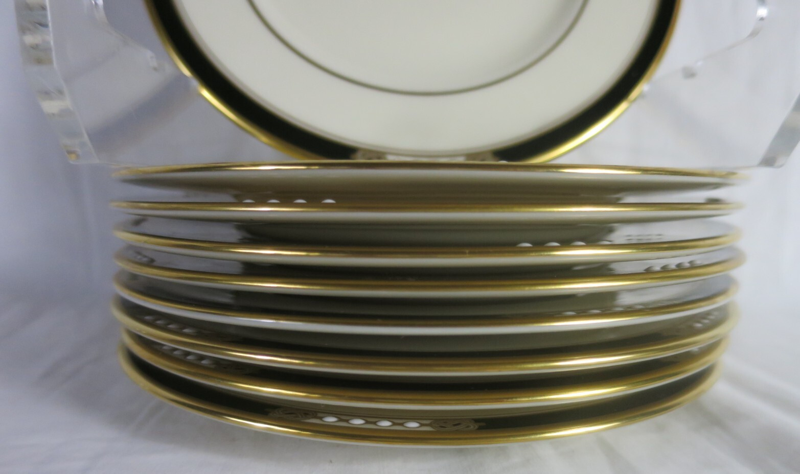Lenox Hancock Gold Black Presidential Collect Bread Plate Raised Dots 6 3/8″