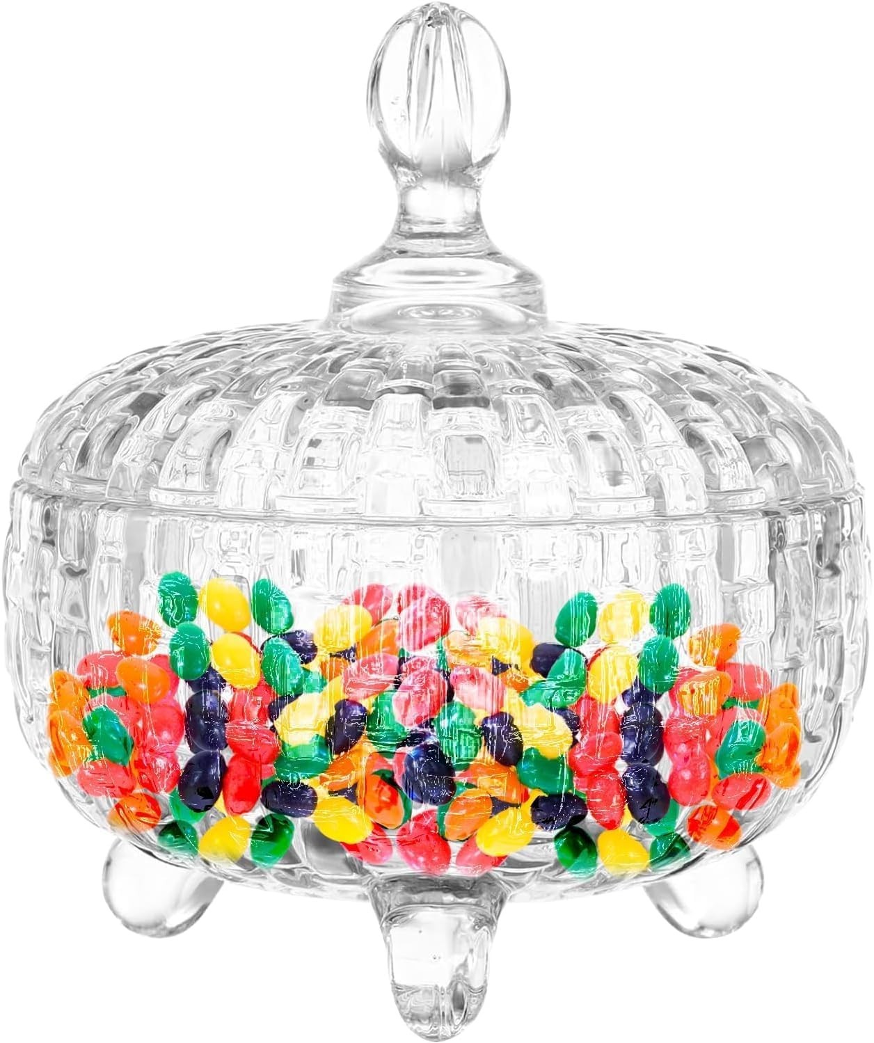 Candy Jar with Lid Crystal Glass Candy Storage Weave Design Candy Dish Bowl f…