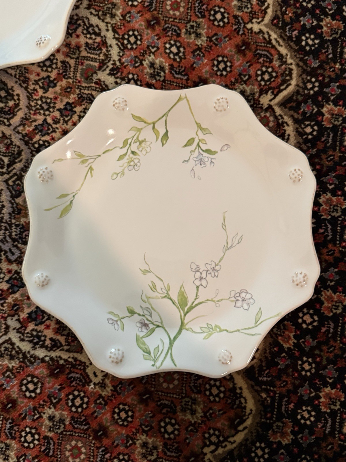 Set of 4 Juliska Berry & Thread Floral Sketch Assorted Dessert/salad Plates 9 In