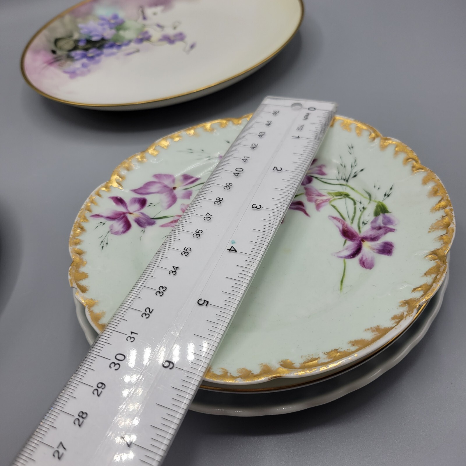 Set Of Vintage Miss Matched Purple Dessert Plates, Set Of 6 From 6″-8″