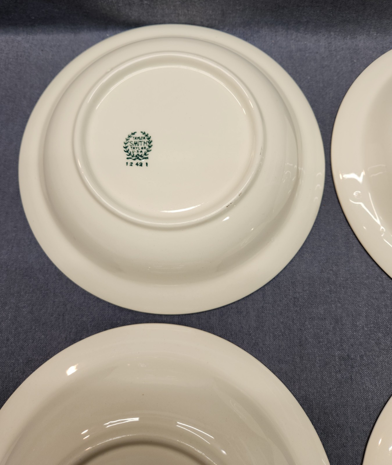 4 Vintage Taylor Smith Taylor SOUP BOWL 7.75″ TS&T 1631 Scroll Rose Floral Gold