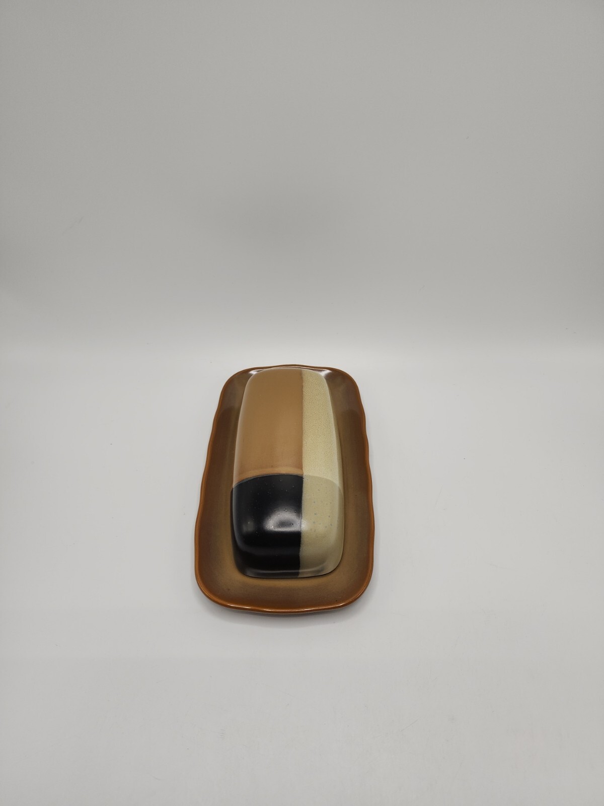Sango “Gold Dust Black” Covered Butter Dish