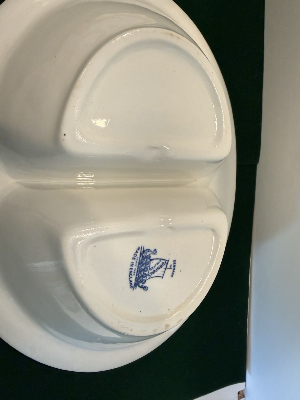 RARE Furnivals Denmark Blue Oval Divided Vegetable Bowl