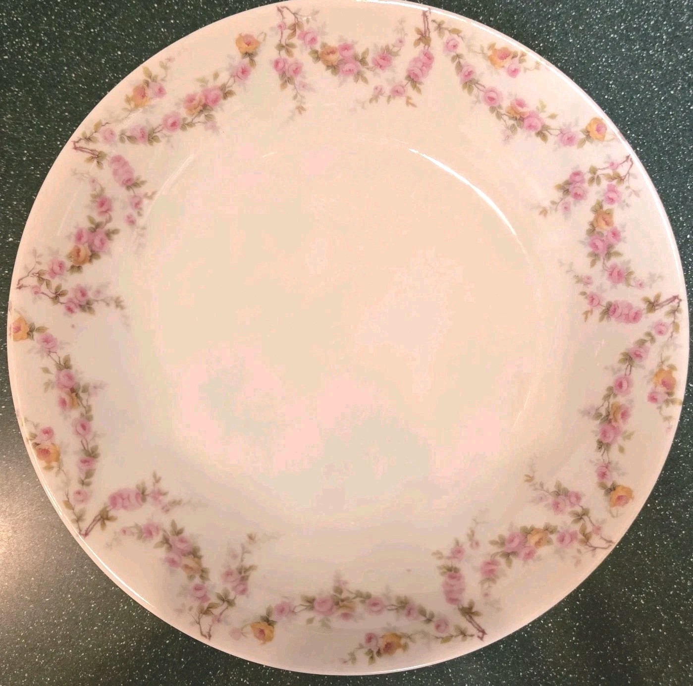 Atq Schwarzburg Germany RSC15 Rose Garland Coupe Soup Bowl 7 13/16″ FREE SHIP