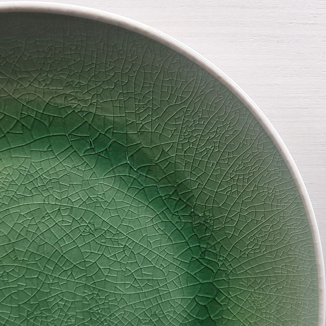 8 Roscher Crackle Glass Green Dinner Plates Set Elegant Stoneware Table Dish Lot