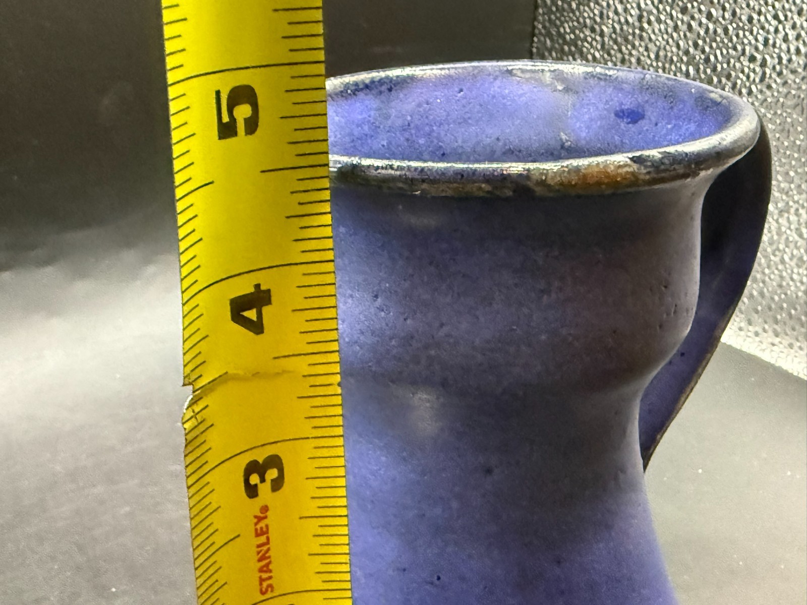 Vintage Blue Hand Thrown Pottery Stoneware Coffee Mug Signed 1992