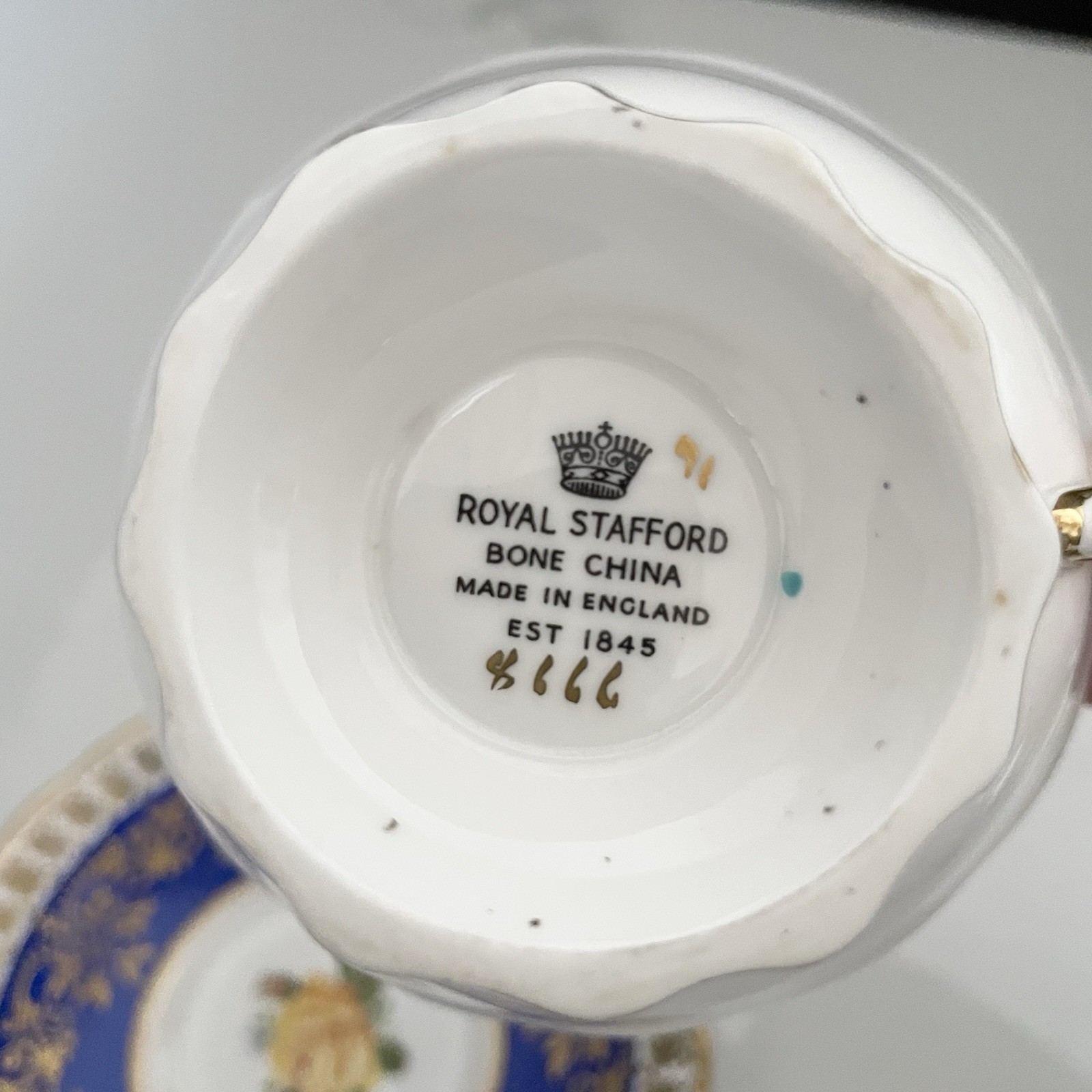 Cobalt Blue Gold & Yellow Rose Cup & Saucer By Royal Staffordshire