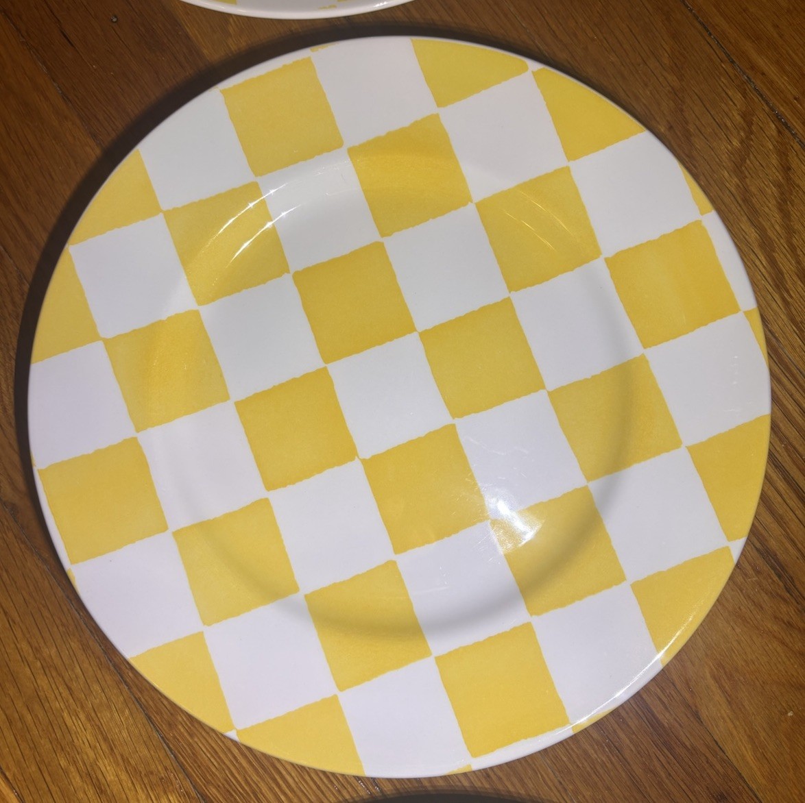 Set of 6 Royal Stafford Chequers Yellow & White Plaid 11″ Dinner Plates READ