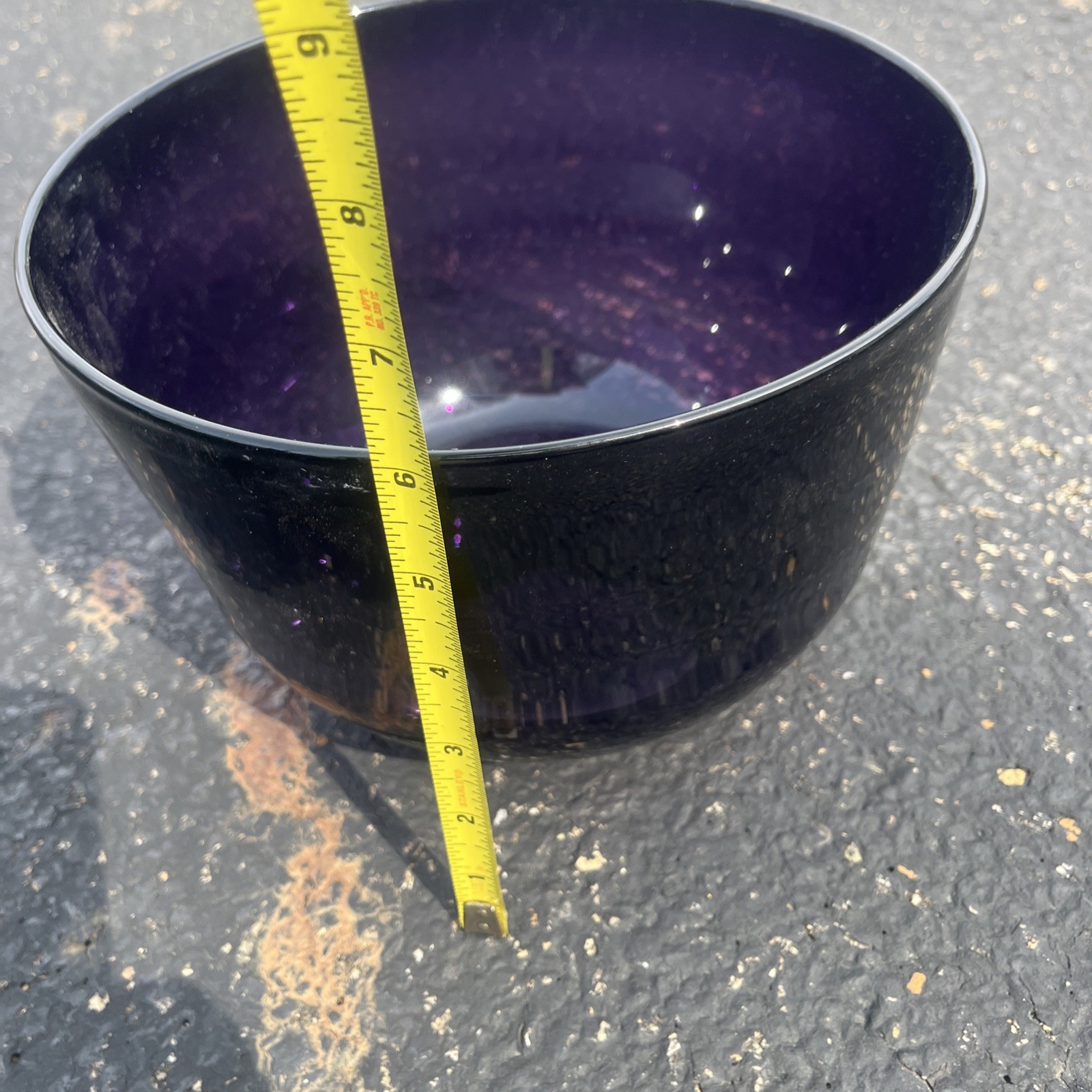 Vintage Amethyst Glass Large Mixing Bowl Hand Blown MCM Beautiful Purple