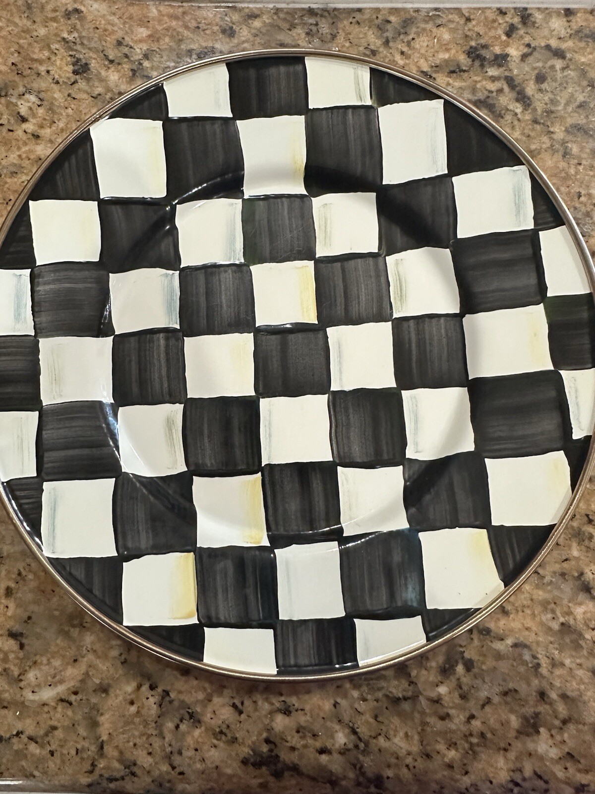 McKenzie Childs Checker Salad Plates 4x