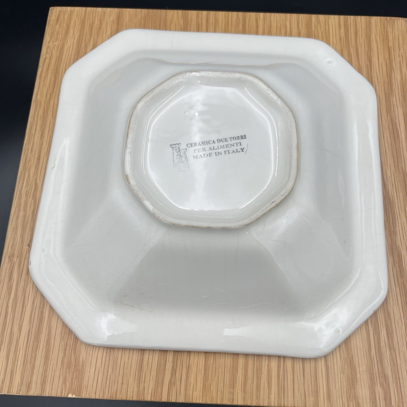 Vintage Ceramica Due Torri Mint Herb Bowl Square 9” Italy Set of 2